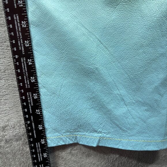 Metrostyle Women Vintage 90s Leather Suit Pants Jacket Ombre Lime Aqua Size 12 - Picture 9 of 12